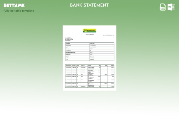 Шаблон за зборови во модерен стил Индија Karur Vysya извод од банкарска сметка